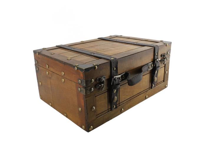 Valise rétro en bois synthétique, boîte de rangement décorative élégante Vintage, boîte de rangement en bois 13.5x9.5x6.02 pouces pour accessoires Photo cadeau