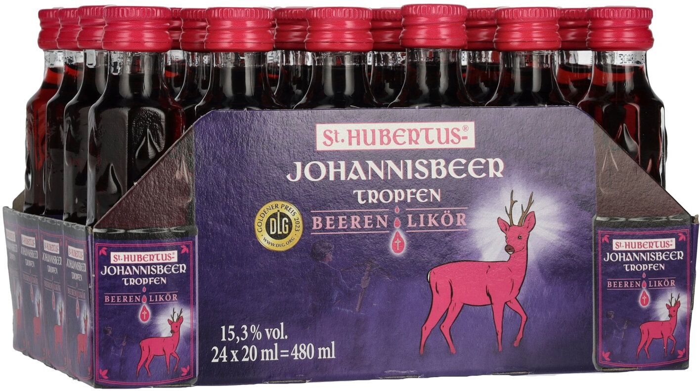St. Hubertus Likör St. Hubertus JOHANNISBEER Tropfen Beeren-Likör 15,3% Vol. 24x0,02l