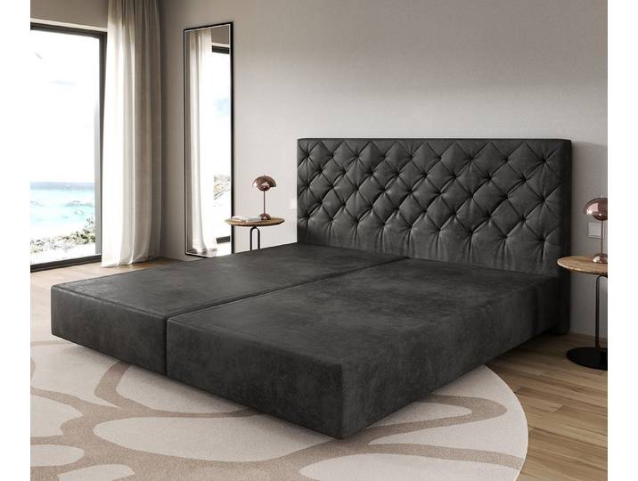 DELIFE Bettgestell Dream-Great, Mikrofaser Anthrazit Vintage 200x200 cm