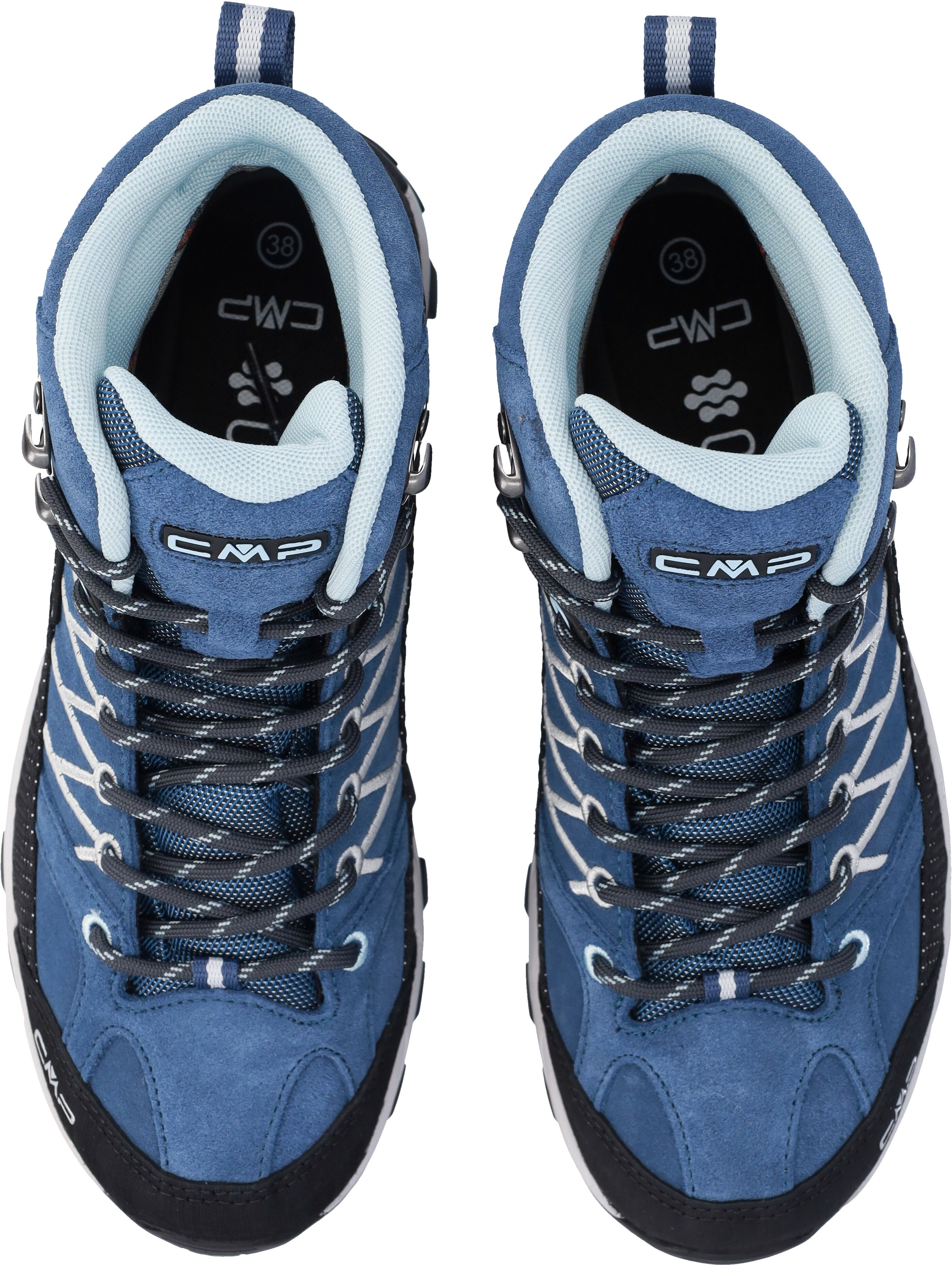 Wanderschuh CMP "RIGEL MID WMN WP TREKKING SHOES", Damen, Gr. 41, Synthetik, blau (infinity, sky), Leder, Schuhe Wanderschuh, wasserdicht infinity, sky 41, Synthetik