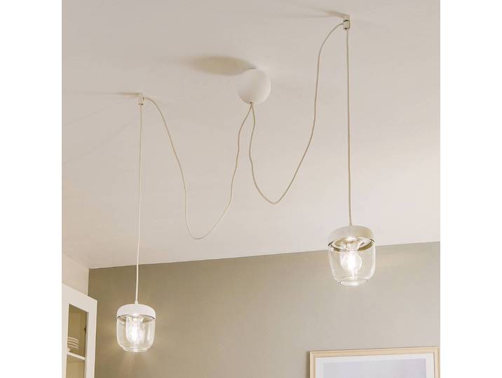 Design hanglamp Acorn, dimbaar, wit / opaal, Woon-/ Eetkamer, Glas, Design, hanglamp