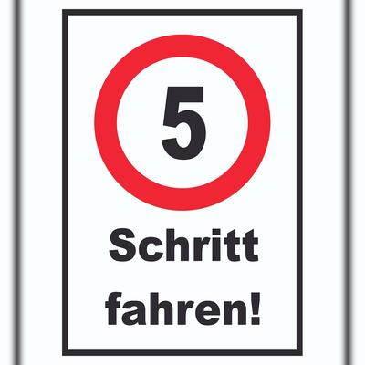 HB-Druck Schritt fahren 5 km/h Schrittgeschwindigkeit Schild Langsam fahren A1 Rückseite selbstklebend