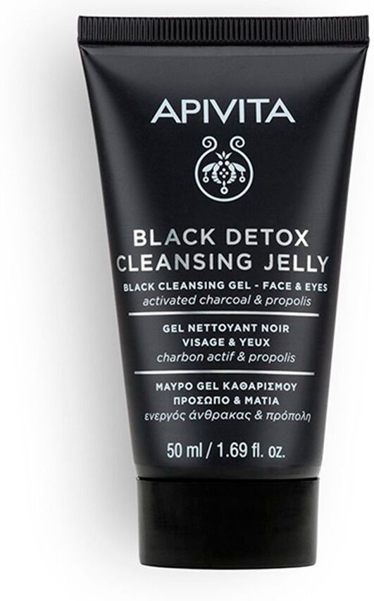 Apivita Gel Limpiador Detox Negro - Limpiador facial natural con carbón activo y propóleo 50 ml