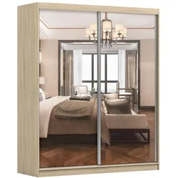 SCHWEBETÜRENSCHRANK Multi 20 Sonoma Eiche/Weiß + Spiegel 183 cm