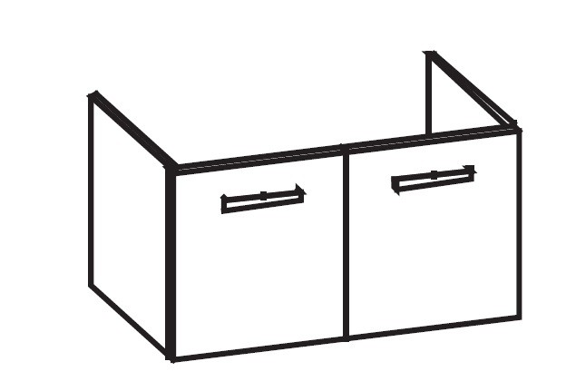 Artiqua 414 Waschtischunterschrank für Legato 4153A1, 4153A2, 4153A4, 4153A5 Anthrazit Hochglanz, 41 414-WU2T-V134-7015-51