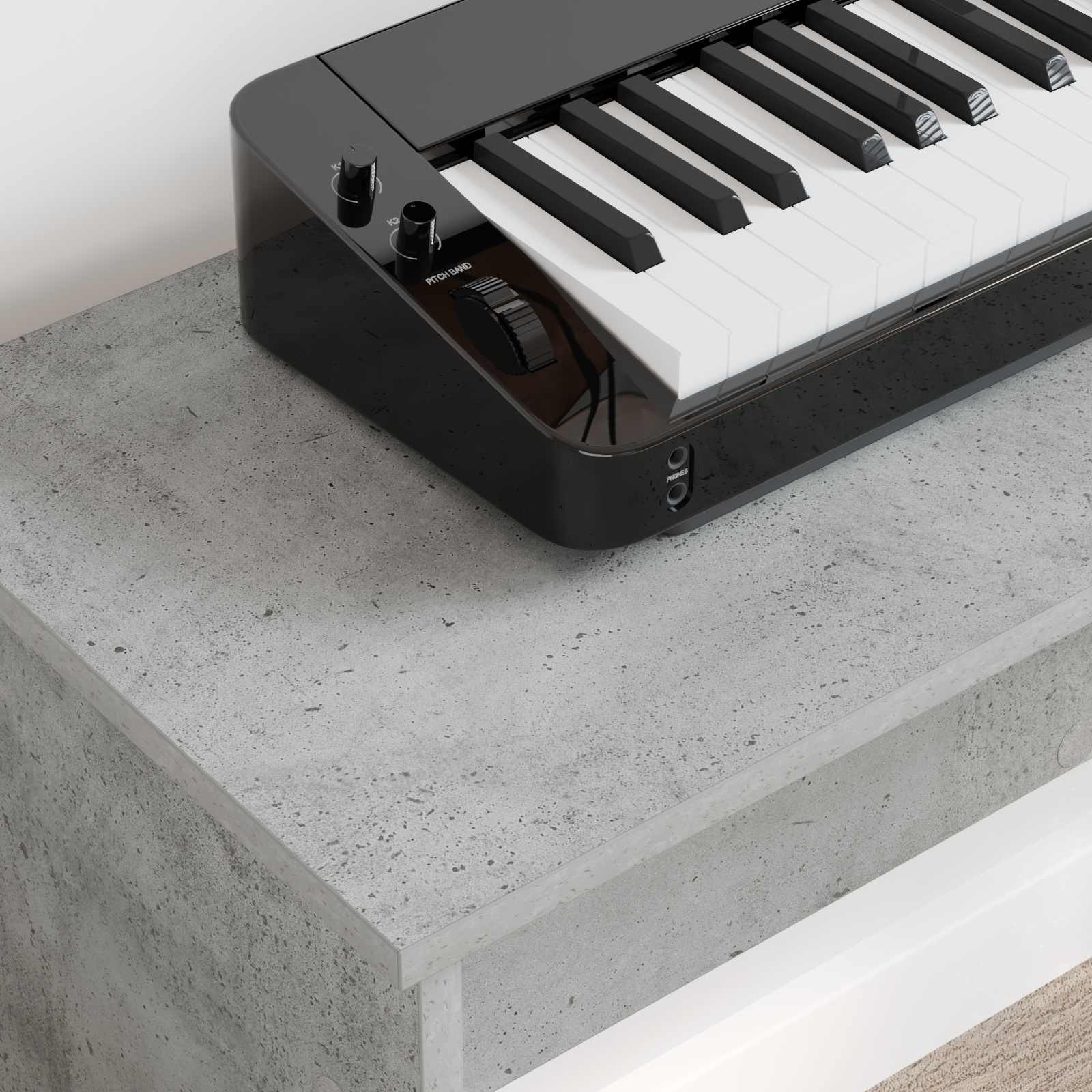 vidaXL Stand de clavier Gris béton 100 x 32 x 64 cm Bois d'ingénierie