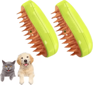 Inspire Curations SteamGlow 3 in 1 Electric Pet Grooming & Massage Brush 2pcs Green