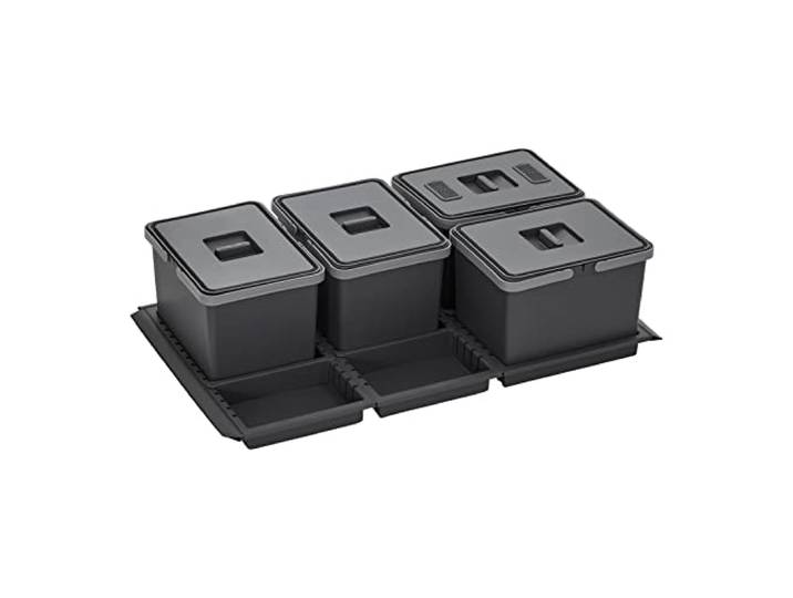 SOTECH Abfallsammler Draw 12+12+12+12L Abfallsystem Mülleimer für 90 cm Korpusbreite Schublade