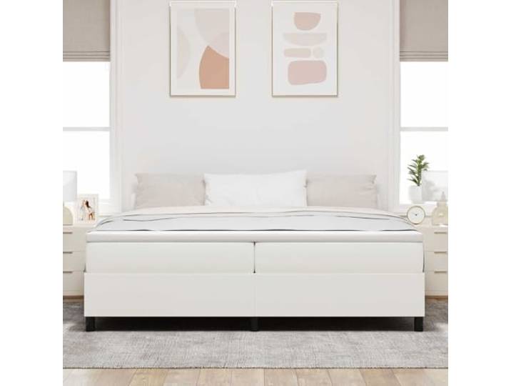 KTHLBRH Bettgestell Platform, Creme, 200 x 200 cm Technisches Holz und massive Kiefer, feste Latten, Pfostenbeine, einfache Montage