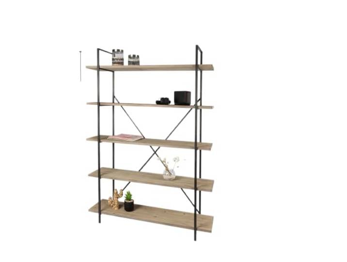 Urban living Country Side Regal mit 5 Ebenen in MASSIVEFFEKT und METALLSTRUKTUR 120X32XH177CM