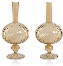 Zodax Vellum Spiral Onion Shape Decorative Glass Vases, Set of 2