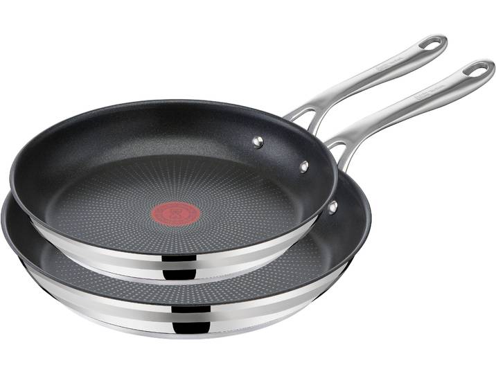 Pfannen-Set TEFAL Jamie Oliver Cook Smart , schwarz (edelstahl, schwarz), Ø:28cm, Pfannen, Pfannen-Set, Antihaftversiegelung, Induktion, Thermo-Signal, spülmaschinenfest