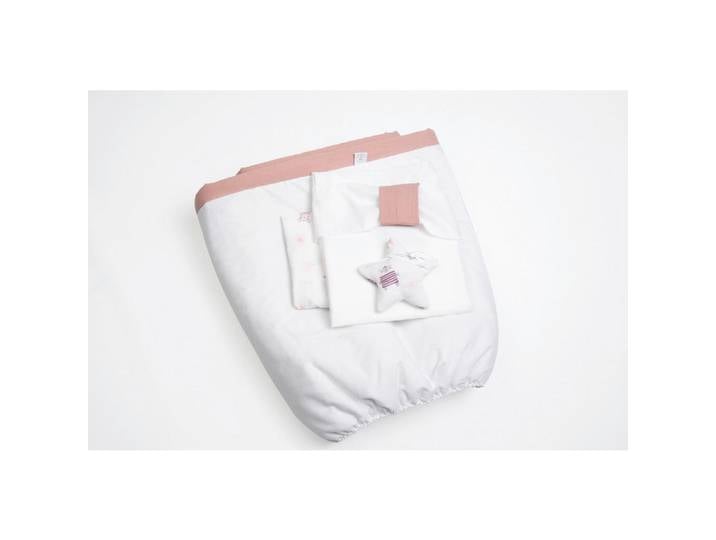 Mionido Stubenwagenset Pyjamabär, Weiß, Hellrosa, Kunststoff, 5-teilig, 130x180 cm, Babymöbel, Babybetten, Stubenwagen & Babywiegen, Stubenwagen