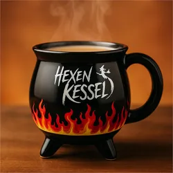 Gravidus Hexenkessel Becher schwarz mit Farbwechsel aus Steingut 350 ml