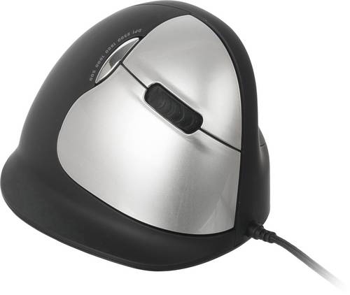 R-GO Tools RGOHELA Ergonomische Maus USB Größe: L Optisch Schwarz, Silber 4 Tasten 3500 dpi Ergonomisch