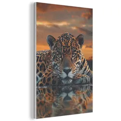 AKUSTIKBILD Natur - Leopard - Tier - Sonnenuntergang - Modern Wanddeko 60x90 cm