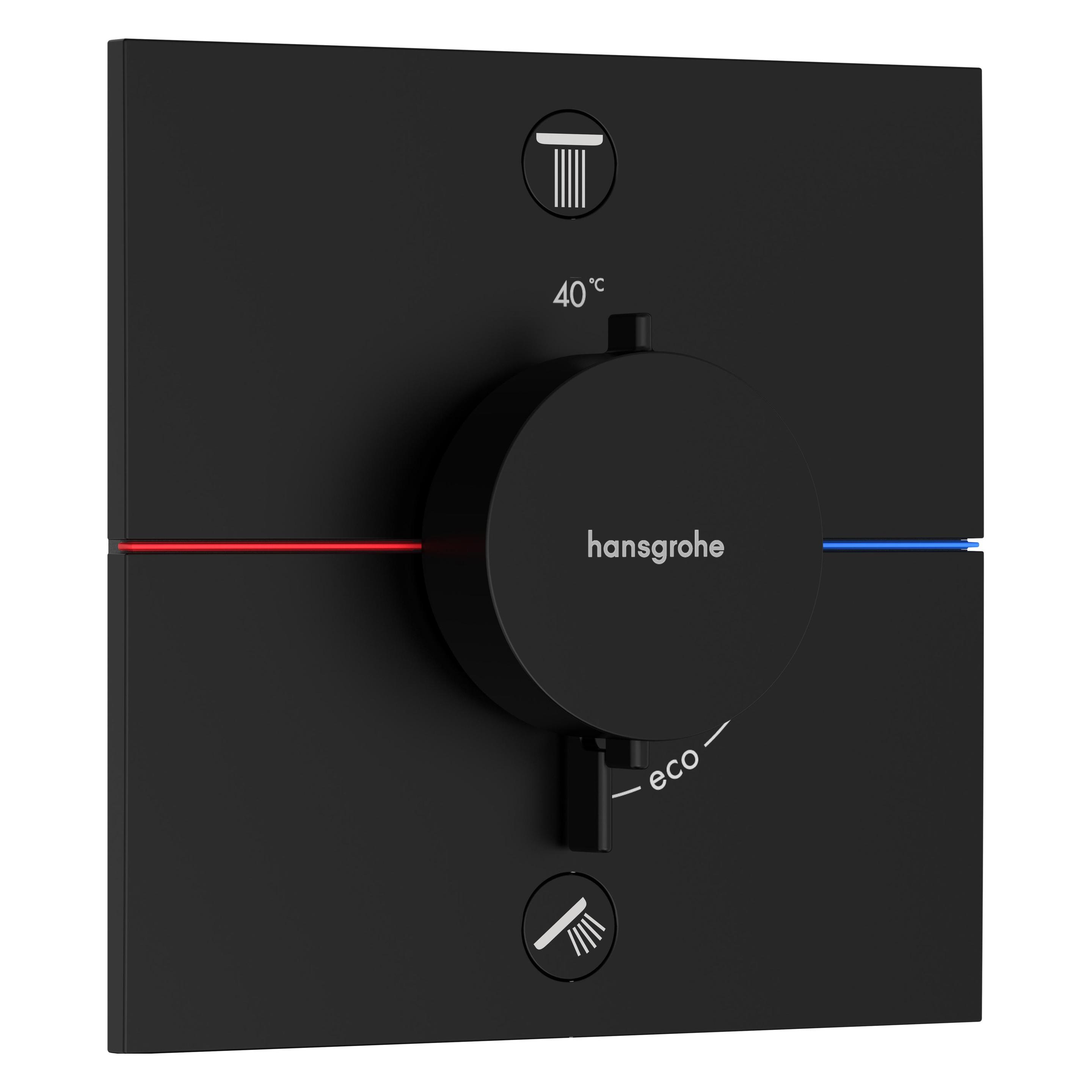 hansgrohe ShowerSelect Comfort E Thermostat, Unterputz, 2 Verbraucher, eckige Rosette, mit Sicherung (15578670)