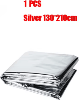 Uplift Curations Ultra Light Emergency Thermal Poncho Blanket Waterproof Mylar Survival Poncho For Camping, Hiking & Emergency Kits silver