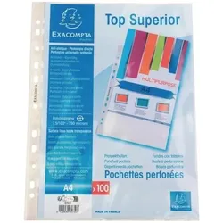 Exacompta, Mappe, Packung mit 100 Prospekthüllen A4, PP glatt, hohe Qualität - Kristall (A4)