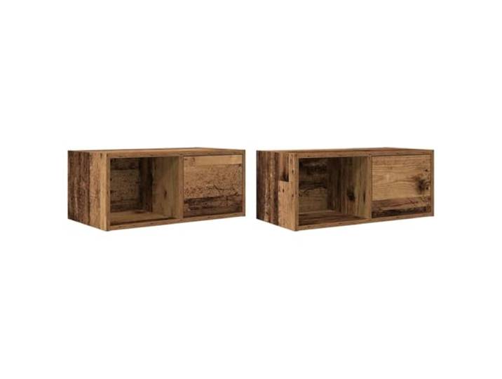 GKHPYURE TV-Möbel, 2 Stück, antikes Holz, 60 x 31 x 25,5 cm Material Technisches Holz, mit Schublade und Ablage, Wandmontage, max. Belastung 60 kg