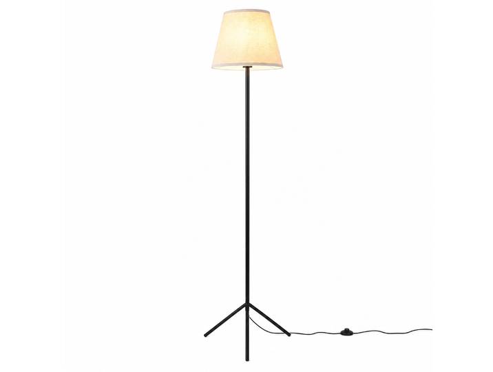 Moderne Vloerlamp met Stoffen kap E27 Vloerlamp met Driepotig Metalen Frame Staande Lamp met Voetschakelaar Leeslamp