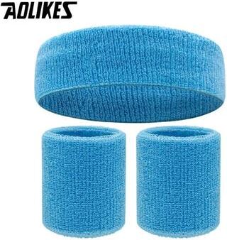 Inspired Finds AOLIKES Moisture Wicking Sports Headband And Wristband Set sky Blue