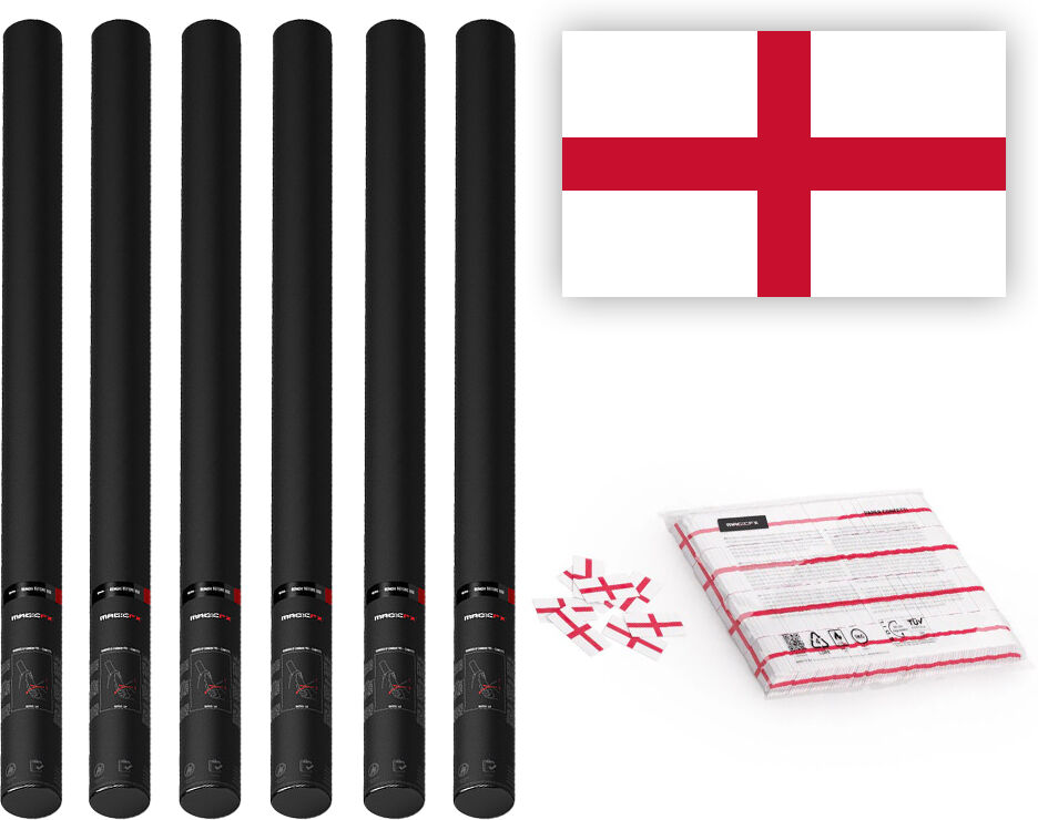 MagicFX Magic Fx Slowfall Konfetti Flagge England 55x35mm - 1kg + 6x Handbetriebene Kanone 80cm - Leer