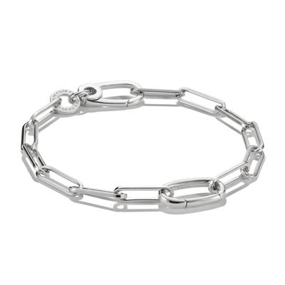 Charm-Armband THOMAS SABO "Charm Club Connect: Paperclip mit einem Connect Link" Gr. 17, silber (silberfarben), Armbänder, Damen, 17, Silber 925 (recycelt), Charm-Armband