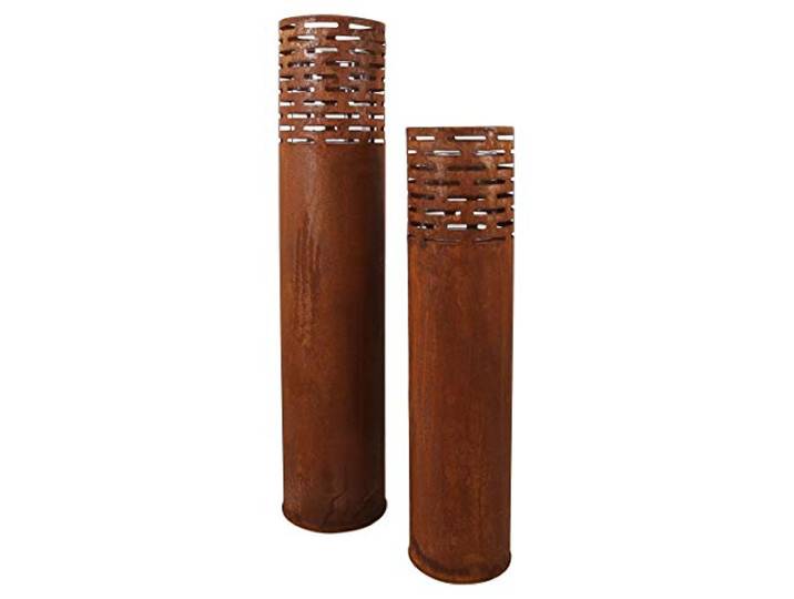 FRANK FLECHTWAREN Windlicht Rost Säule 2er Set, Metall Laterne