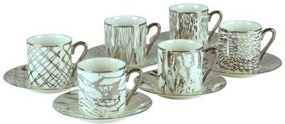 Certified International Matrix Silver Espresso Cup & Saucer