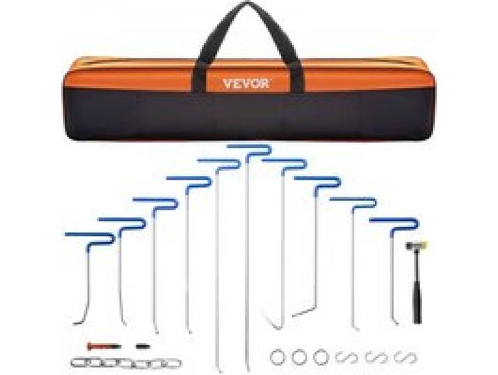 VEVOR Kit de Débosselage sans Peinture 20PCs, Kit de Tiges pour Débosselage Carrosserie en Inox, avec Marteau, Crochets et Outil de Taraudage, Outil Professionnel de Débosselage pour Bosses Mineures