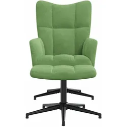 vidaXL Relaxsessel mit Hocker Hellgrün Samt