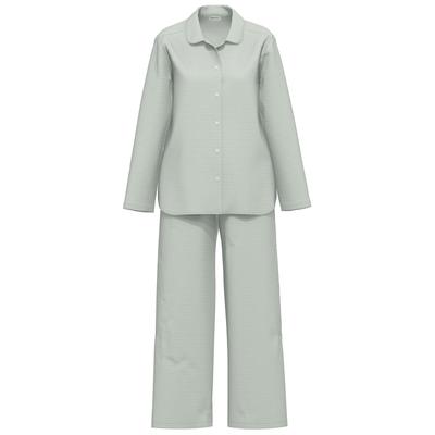 Schlafanzug SEIDENSTICKER "Damen Pyjama lang durchgeknöpft", Damen, Gr. 36, grün (shadow), Obermaterial: 100% Modal CMD., Homewear-Sets Schlafanzug