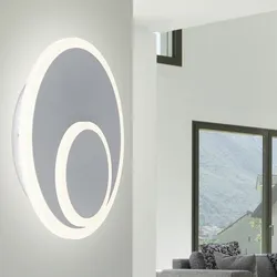 Wandleuchte LED Innen Wohnraum rund modern Wandlampe Scheibe grau, Metall, 16 Watt 1150 Lumen 3000 Kelvin, 25,5 cm