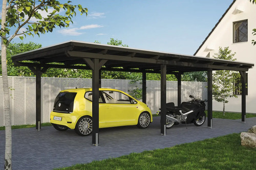 Einzelcarport SKAN HOLZ Emsland inkl. Pfostenanker, EPDM Folie 404 x 846 cm anthrazit