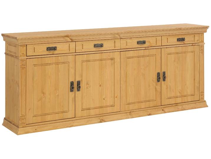 Sideboard OTTO HOME, beige (natur), B:202cm H:83cm T:39cm, FSC-zertifiziertes Massivholz, Sideboards, Sideboard, Massivholz, Messinggriffe im Jugendstil, Zierleisten, eleganter Sockel