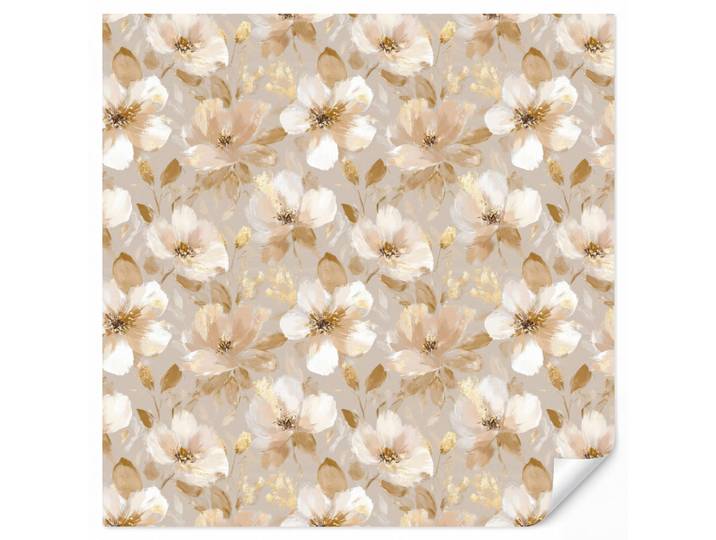 OnlyWow Tapete - Blumen - künstlerisch - Gold - 280x300 cm, Beige, Papier, Rechteckig, 280x300 cm, Tapeten & Wandverkleidungen, Vliestapeten