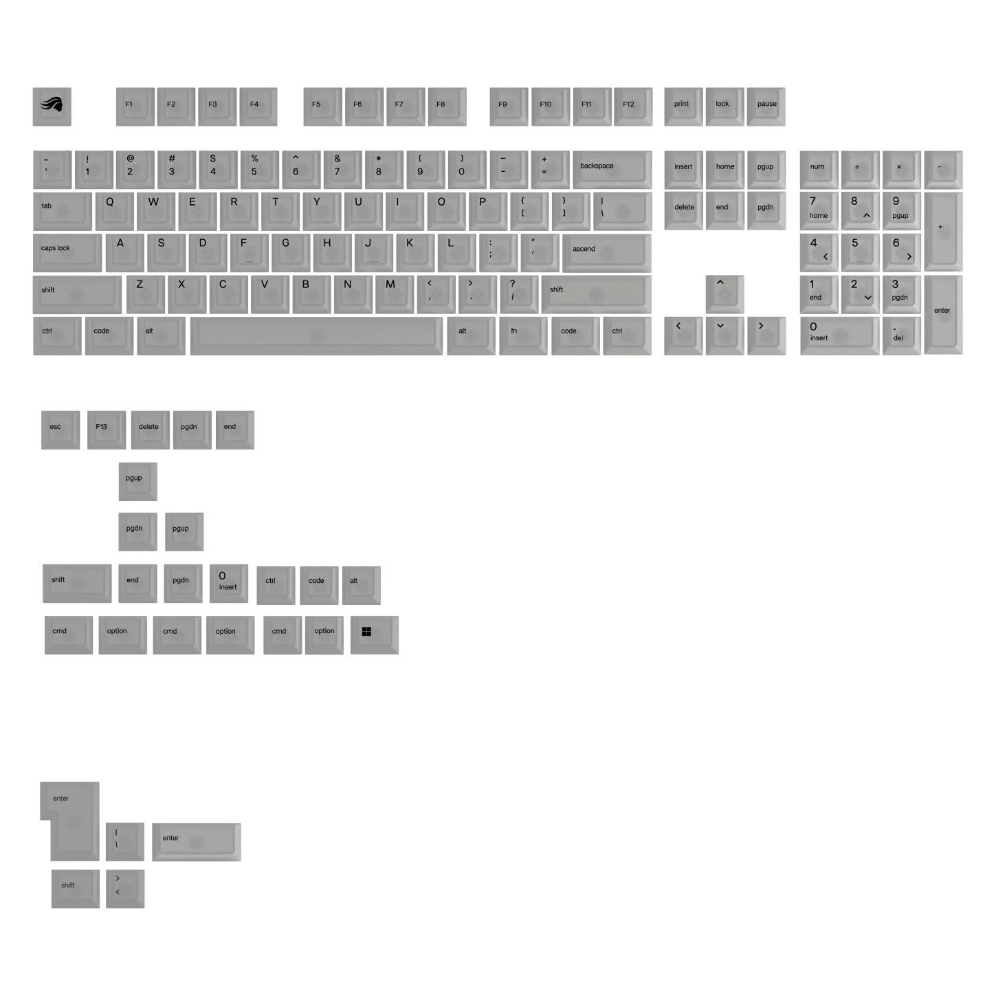 Glorious Polychroma V2 Keycaps, ANSI Layout (US), Polycarbonat, UV-Druck - Transparent (GLO-KB-ACC-KC-PC-POLY-US)