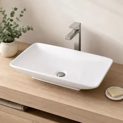 Relaxdays Eckiges Waschbecken ohne Hahnloch Weiß