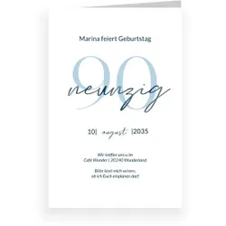 Einladungskarte Geburtstag: Elegante Jubiläumszahl mit Foto in Weiß
