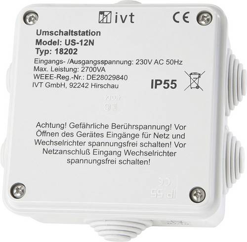 IVT Umschaltstation US-12N 2760 VA 18202 130mm x 130mm x 60mm Passend für Modell (Wechselrichter):Universal