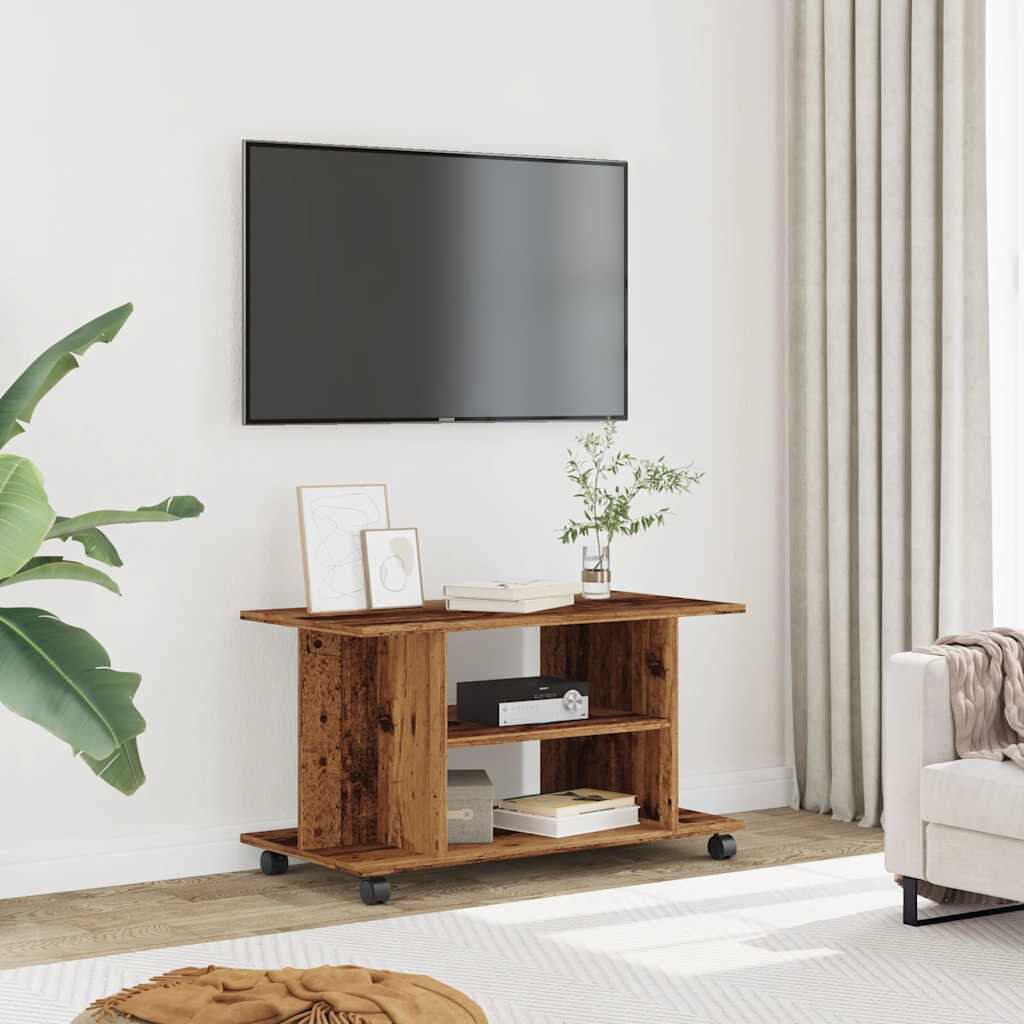 Brayden Studio Hanska TV Cabinet with Castors 80x40x45 cm Engineered Wood Old Wood