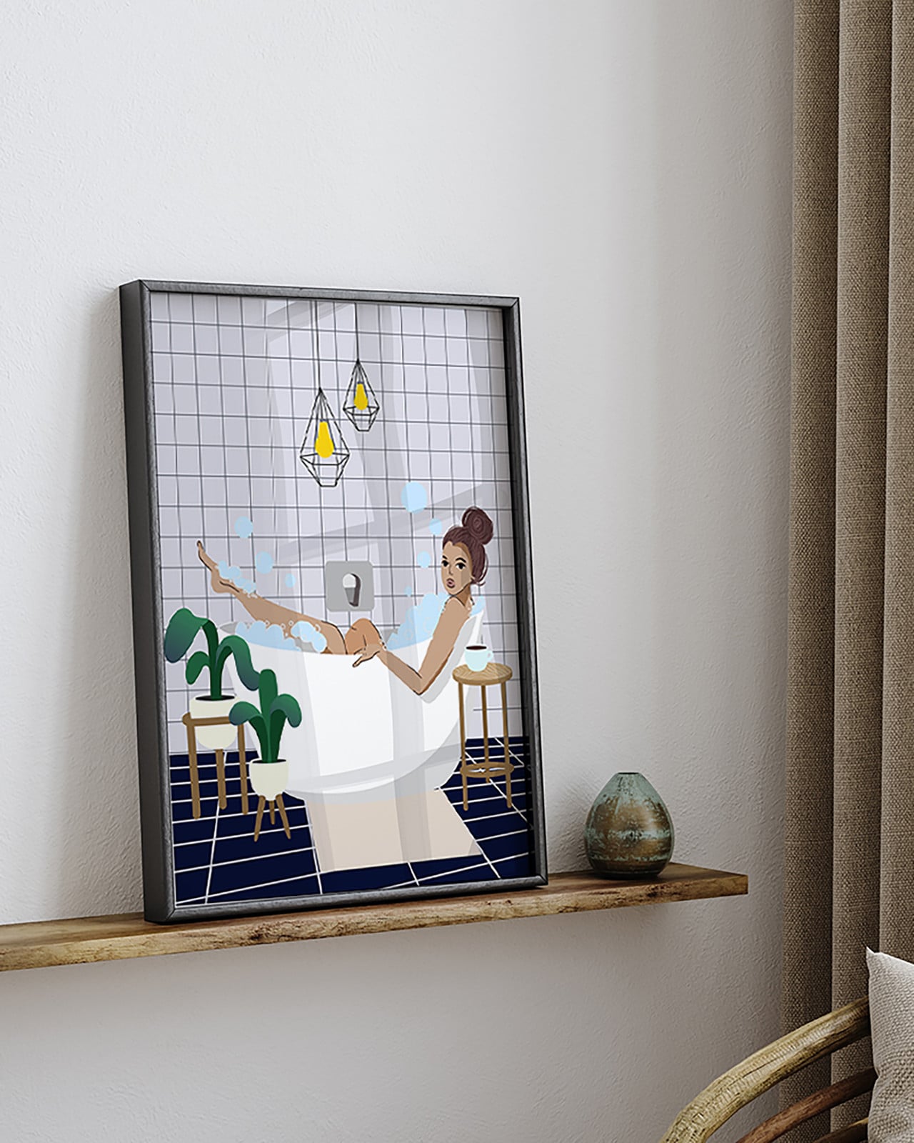 home24 Kunstprint The lady taking a bath, Meerkleuren, 32 x 42 cm
