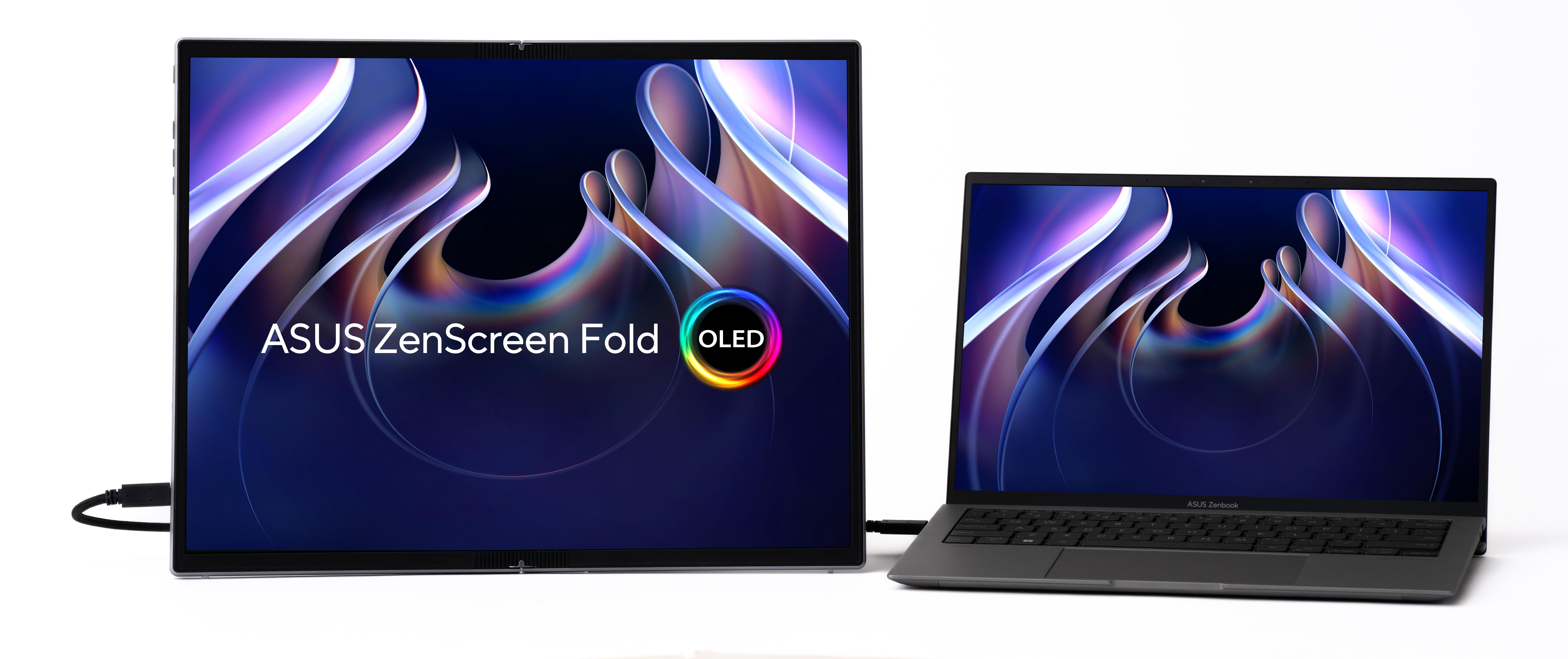 ASUS ZenScreen Fold OLED MQ17QH, 43,9 cm (17.3"), 2560 x 1920 Pixel, Quad HD, OLED, 0,2 ms, Silber