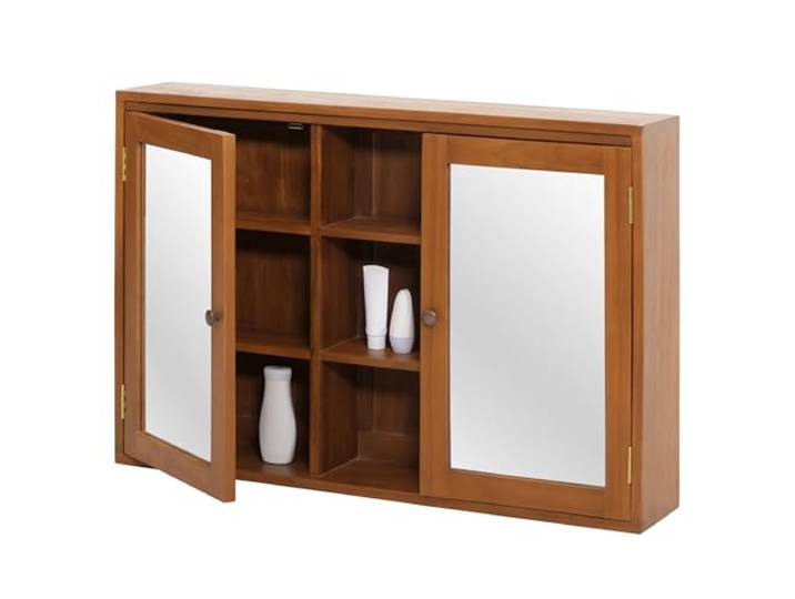 Mendler Teak-Spiegelschrank HWC-M85 70x100x20cm