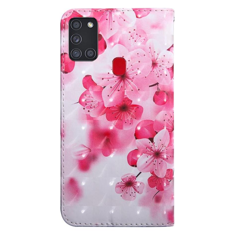 Cover-Discount Galaxy A21s - Etui Blume Glitzer Effekt rosa (Samsung Galaxy A21s) (101228085A)