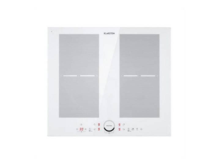 Klarstein Induktions-Kochfeld Delicatessa 60 Induktionskochfeld 4 Zonen 7000W 60 cm Glaskeramik weiß 10033027, Einbau Glaskeramikkochfeld 4 Platten Elektro Einbaukochfeld Induktion