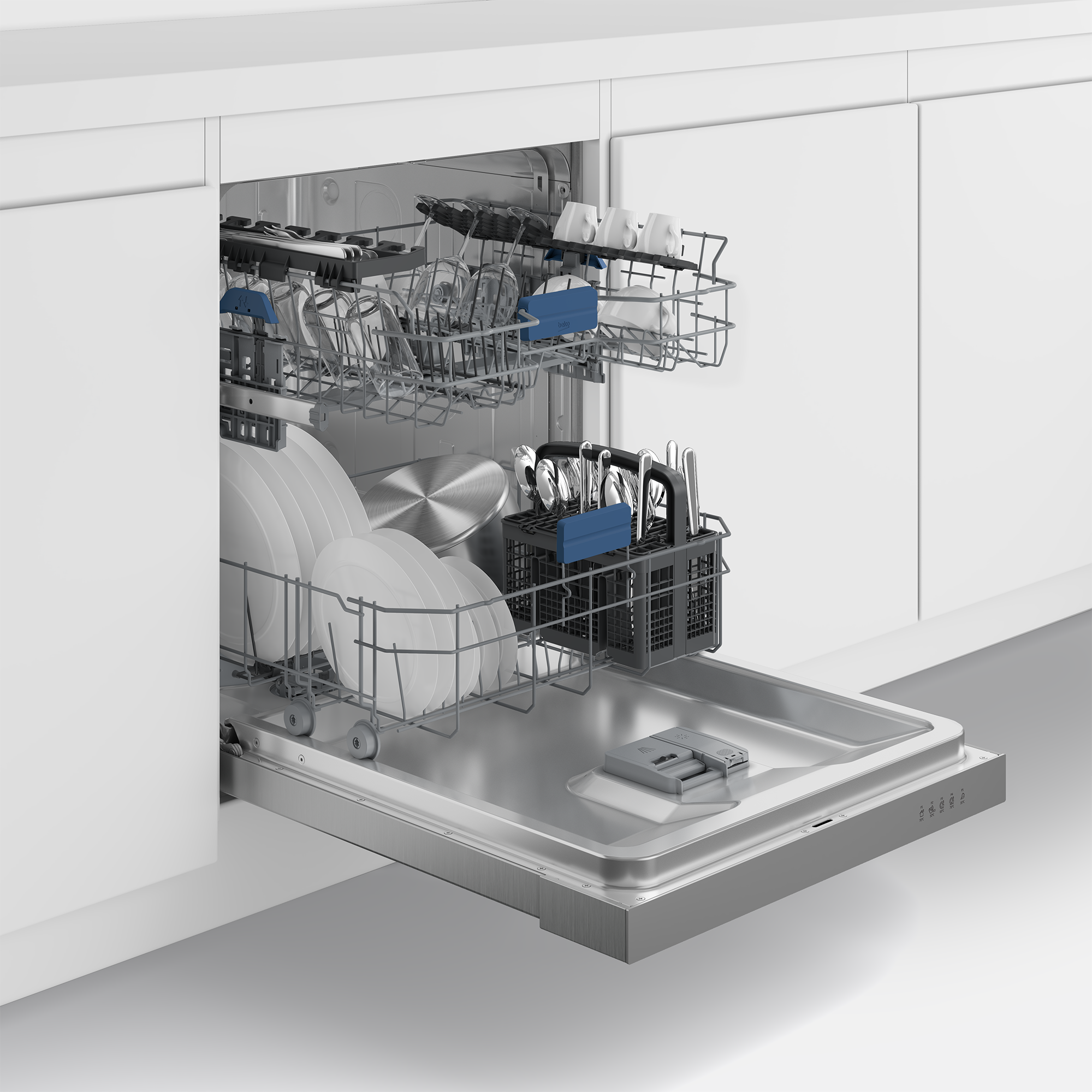 Beko teilintegrierbarer Geschirrspüler "BDSN15430X", Energieeffizienz: D, silber (weiß, neutral), B:59,8cm H:81,8cm T:57cm, Geschirrspüler, Quick&Clean – Kraftvolle Reinigung für sauberes Geschirr in 90 Minuten, teilintegrierbarer Geschirrspüler