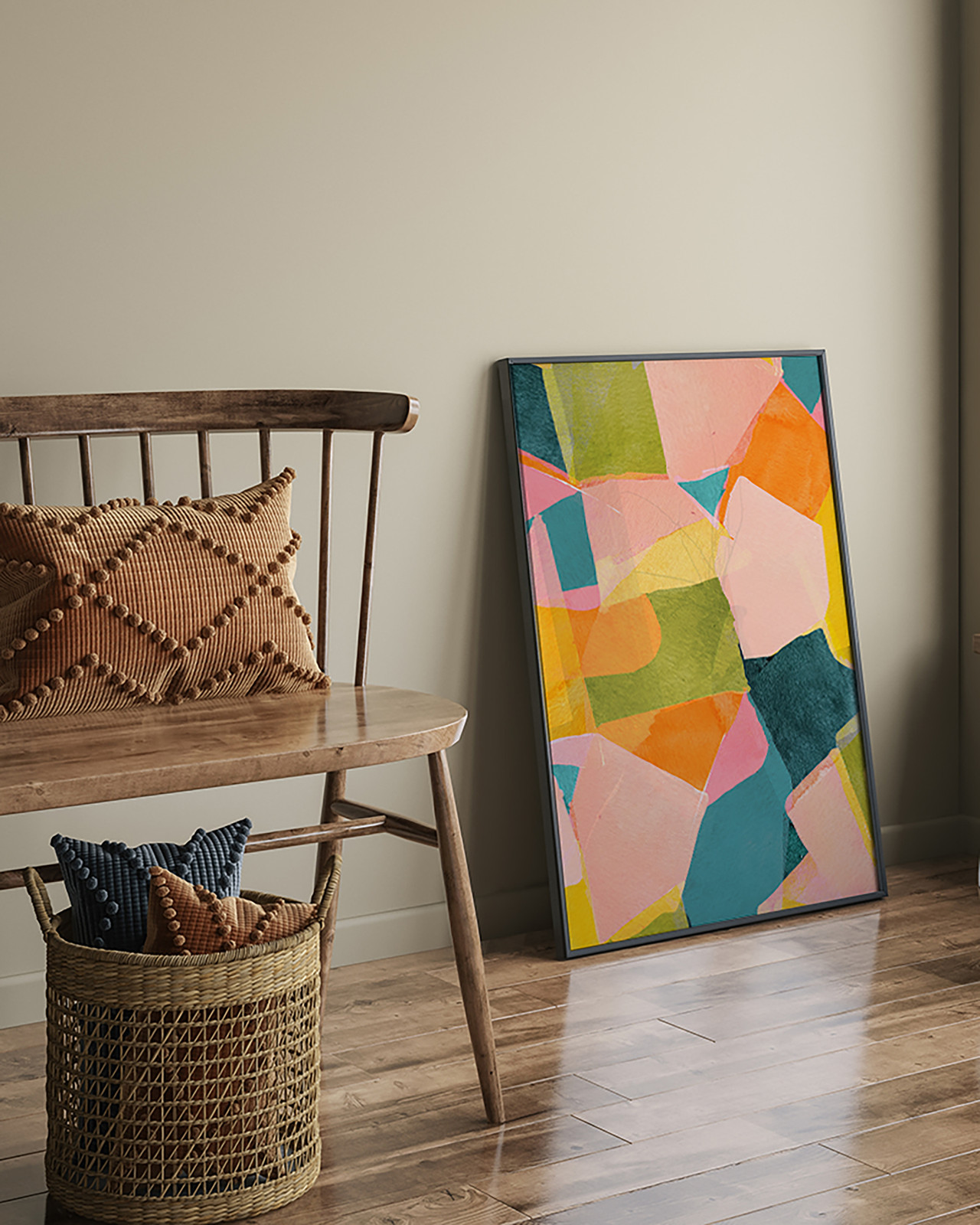 home24 Kunstprint Colorful Abstract Mio. Shapes, Meerdere kleuren, 63 x 83 cm