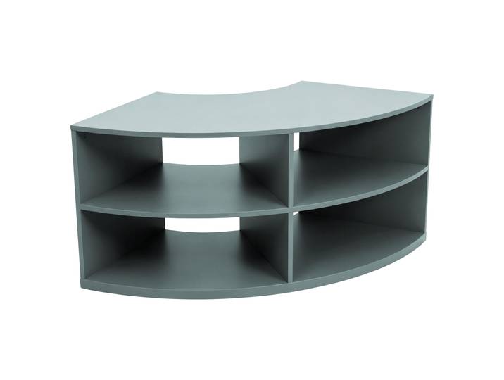 Oviala - Meuble TV d'angle arrondi coloré 120 cm avec étagères